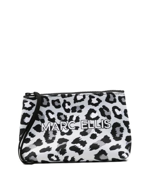 Marc Ellis Black Buby Leopard-Print Clutch Bag
