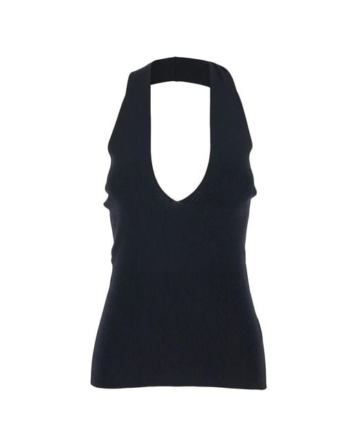 FEDERICA TOSI Blue Halterneck Knitted Blouse