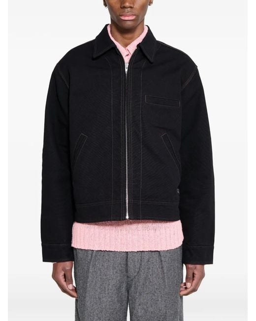 Stussy Blue Work Contrast-Stitch Collared Jacket