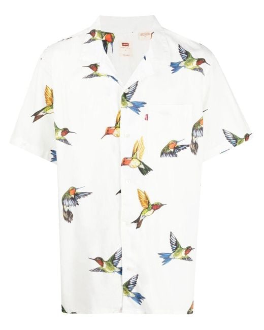 Levi's White Bird-print Short-sleeve Shirt for men