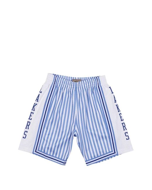 Mitchell & Ness Blue Los Angeles Lakers 1996 Striped Swingman Shorts for men