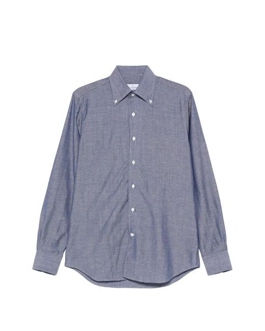 Alessandro Gherardi Blue Button Collar Shirt for men