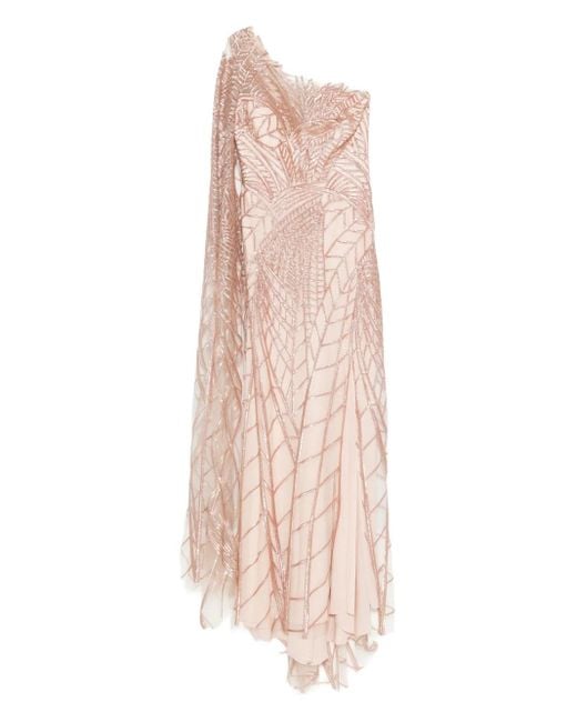 Gemy Maalouf Pink Kleid mit Perlenverzierung
