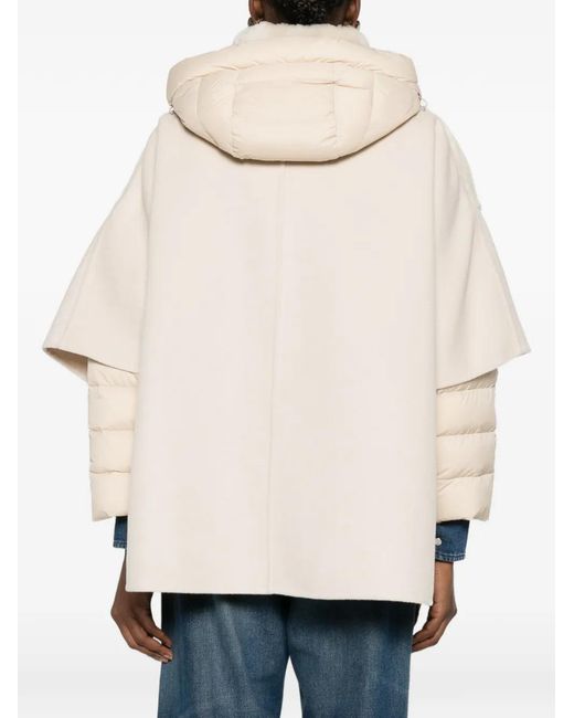 Moorer White Zip-Fastening Hooded Coat