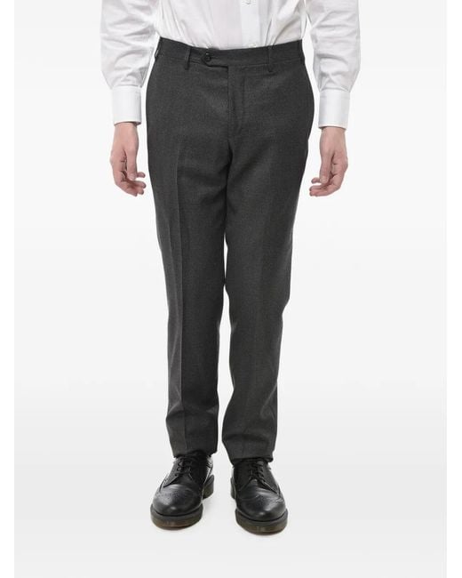 Corneliani Gray Academy Pressed-Crease Trousers for men