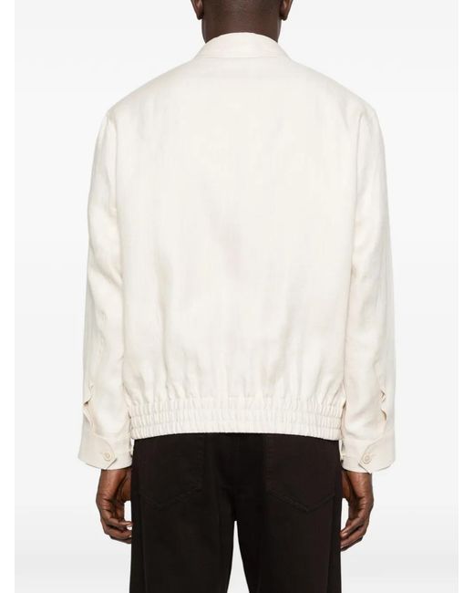 Lardini White Zip-Up Bomber Jacket for men