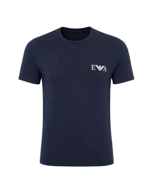 ARMANI EXCHANGE Blue Logo-Print Crew-Neck T-Shirt for men