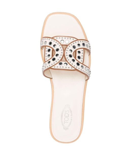 Tod's Natural Studded Leather Sandals