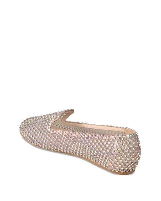 Le Silla Gray Gilda Crystal-Embellished Mesh Ballet Flats
