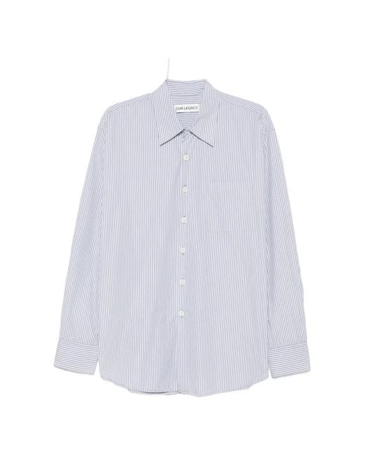 Our Legacy White Faubourg Stripe Super Poplin Shirt for men