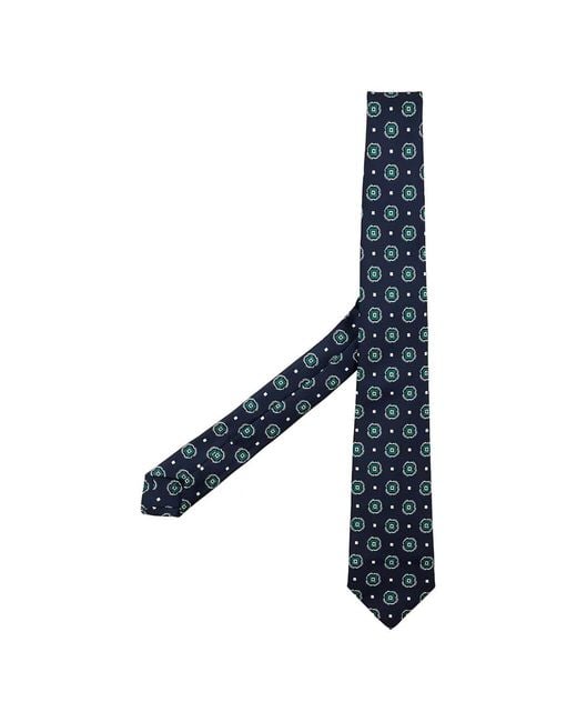 Kiton Blue Cravate En Soie À Imprimé Géométrique for men