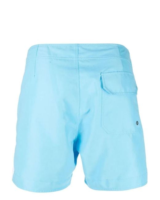 Palm Angels Blue Embroidered-Logo Swim Shorts for men