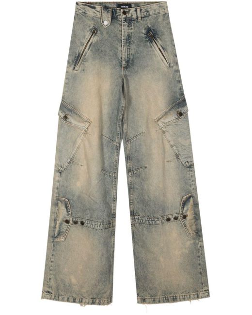 Egonlab Gray Wide-leg Cargo Jeans for men