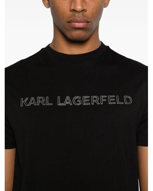Karl Lagerfeld Black Logo-Motif T-Shirt for men