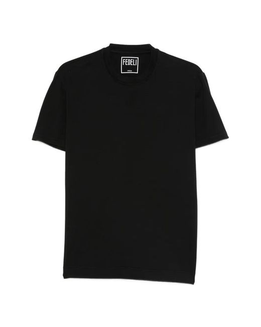 Fedeli Black Logo-Detail T-Shirt for men