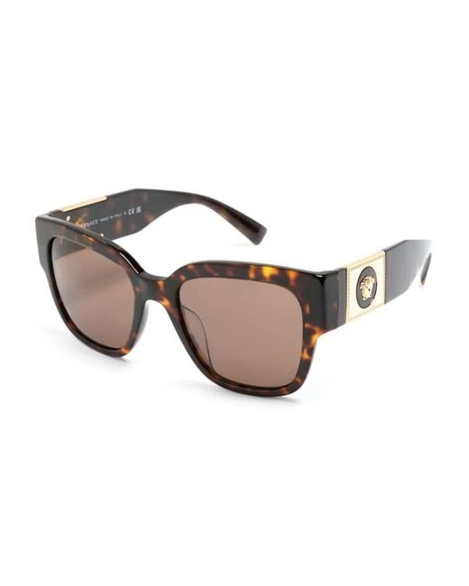 Versace Natural Tortoiseshell-Effect Square-Frame Sunglasses