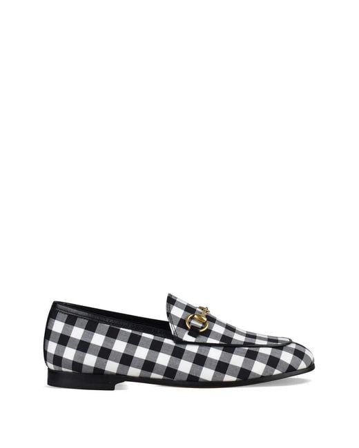 Gucci White Horsebit Gingham Loafers