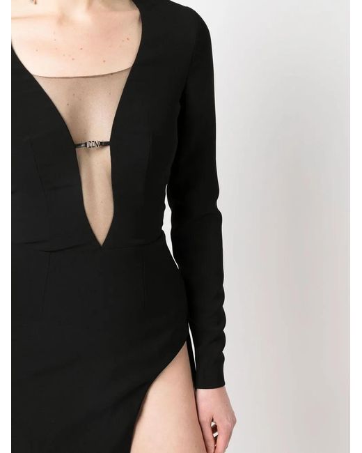 DSquared² Black Cut-Out Long-Sleeve Minidress