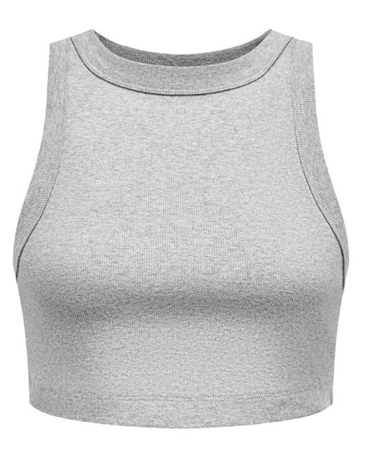 12 STOREEZ Gray Ribbed Cropped Top