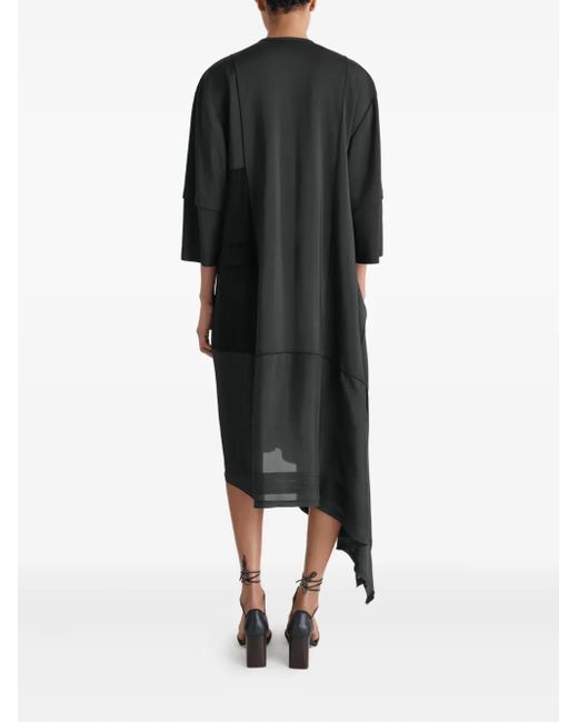 Lemaire Black Asymmetrical Pleated Blouse Dress