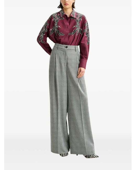 Essentiel Antwerp Gray Check-Pattern Trousers