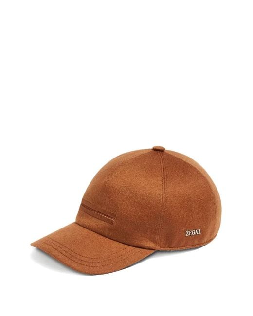Zegna Brown Double-Striped Wool Cap for men