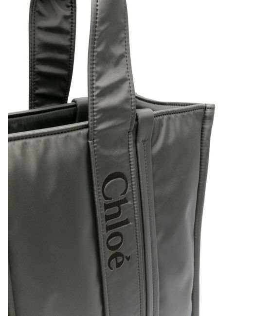 Chloé Black Woody Large Shell Tote Bag - Women's - Polyester/polyurethane/polyamidepolyamidepolyester