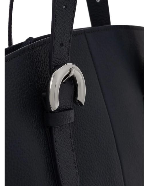 Coccinelle Blue Buckle-Detail Pebbled Tote Bag