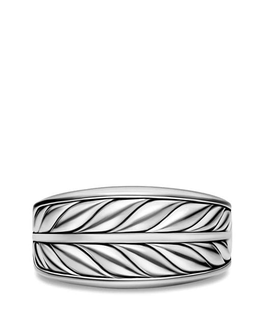 David Yurman White Chevron Three Sided Signet Ring for men