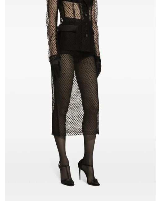 Dolce & Gabbana Gray Mesh Pencil Skirt