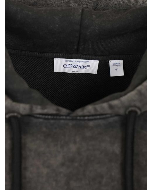 Off-White c/o Virgil Abloh Gray Logo-Detail Hoodie for men