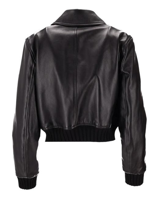 LA ROSE Black Buttoned Leather Jacket