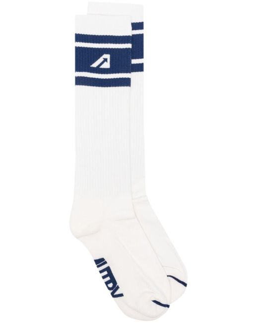 Autry Blue Logo-Jacquard Socks for men