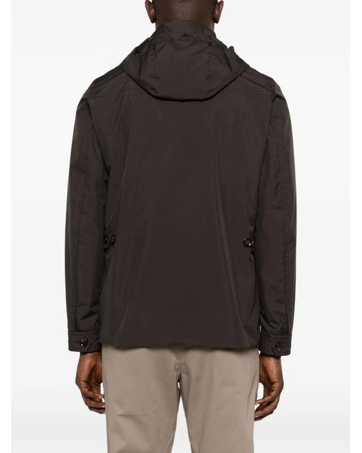 Moorer Black Button Hooded Jacket for men