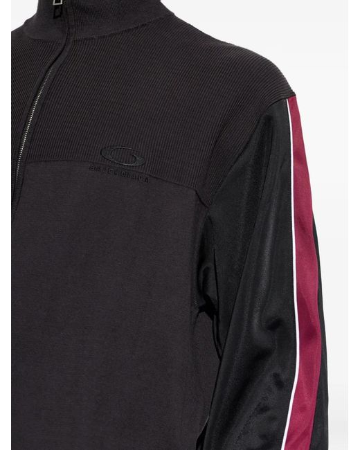 Balenciaga Blue Logo-Embroidered Zip-Up Sweatshirt for men