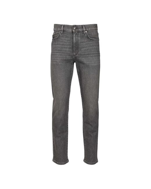 Zegna Gray Belt-Loop Pocket Jeans for men