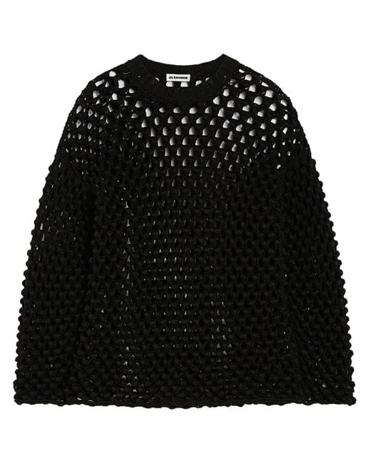 Jil Sander Black Pullover Mit Lochstrickmuster