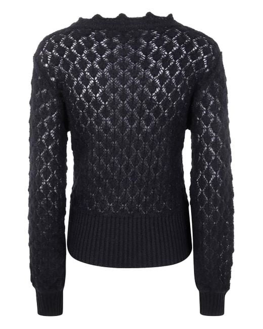 Blumarine Black Open-Knit Sweater