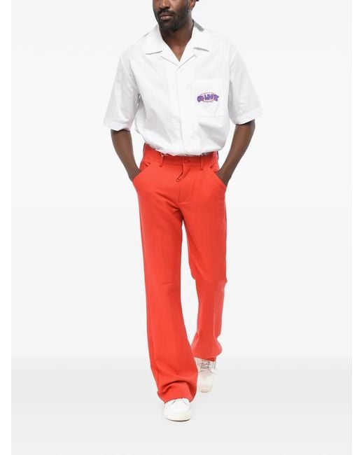 Off-White c/o Virgil Abloh Red Logo-Print Bootcut Trousers for men