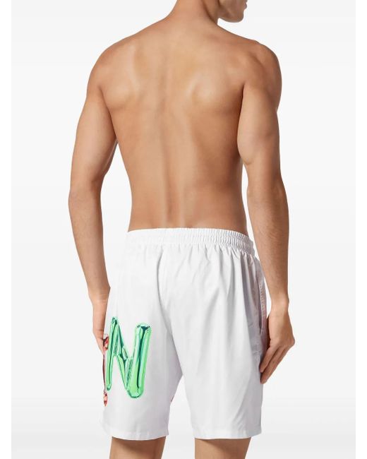 Short De Bain À Motif Graffiti Philipp Plein pour homme en coloris White