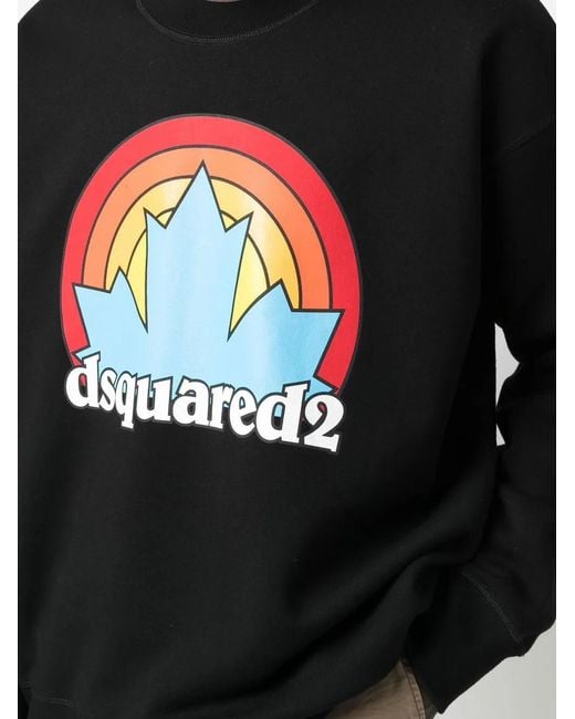 DSquared² Black Logo-Print Cotton Sweatshirt for men
