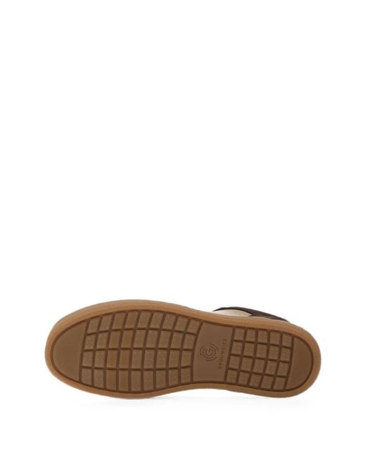 Groundies Brown Hamptons Panelled Leather Sneakers