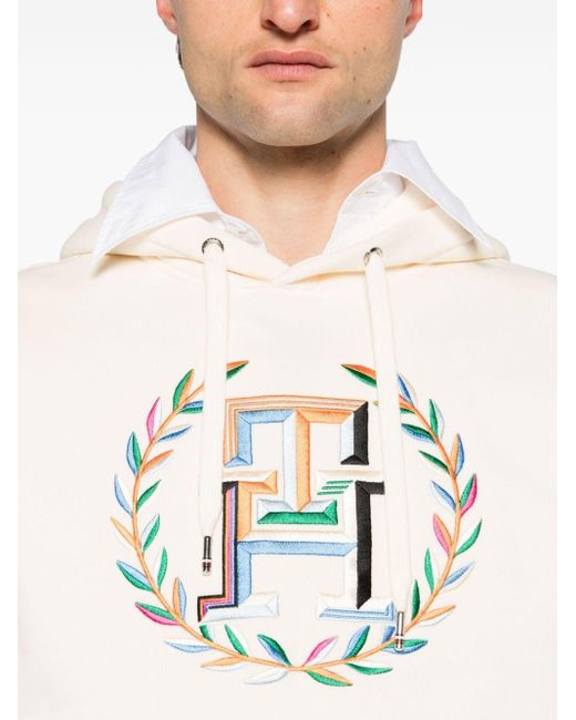 Sudadera con capucha y logo bordado Tommy Hilfiger de hombre de color Natural