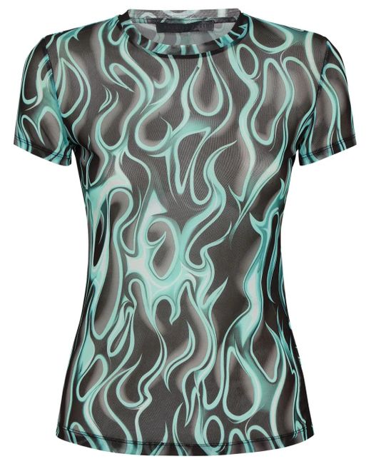 Philipp Plein Green Flame T-Shirt