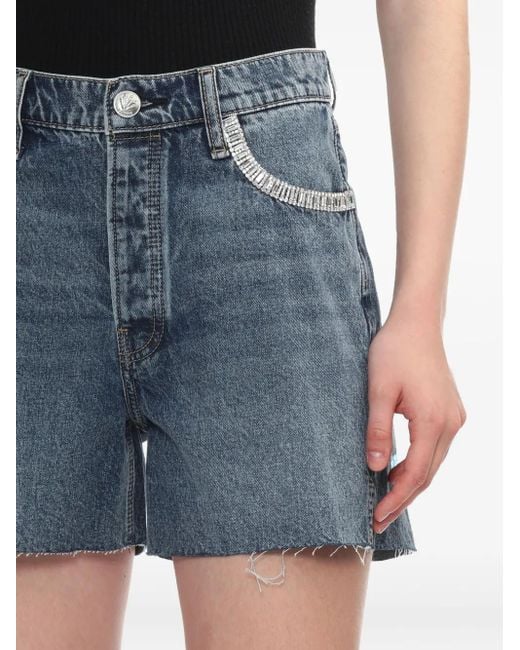 Rag & Bone Blue Crystal-Embellished Denim Shorts
