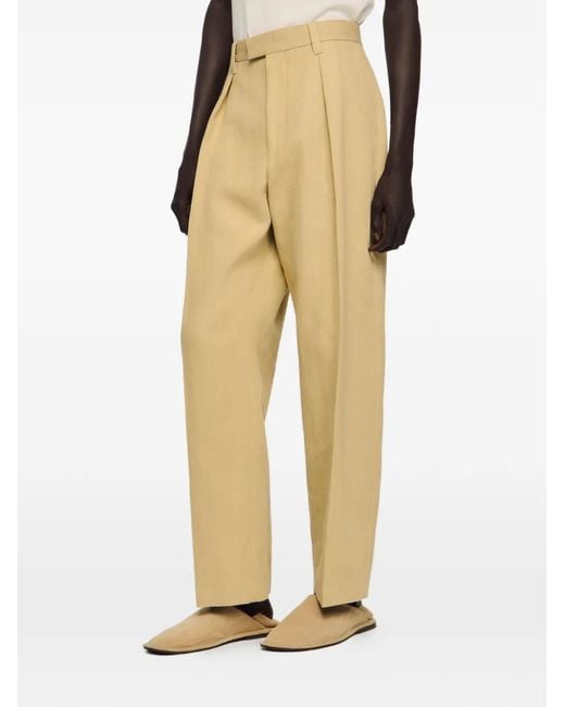 Sandro Natural Wide Pleated Cotton-Linen Trousers for men