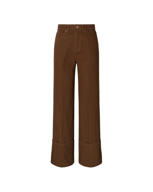 Tory Burch Brown Cuffed Straight Leg Jeans