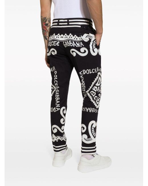 Dolce & Gabbana Marina Logo-print Trousers in Black for Men