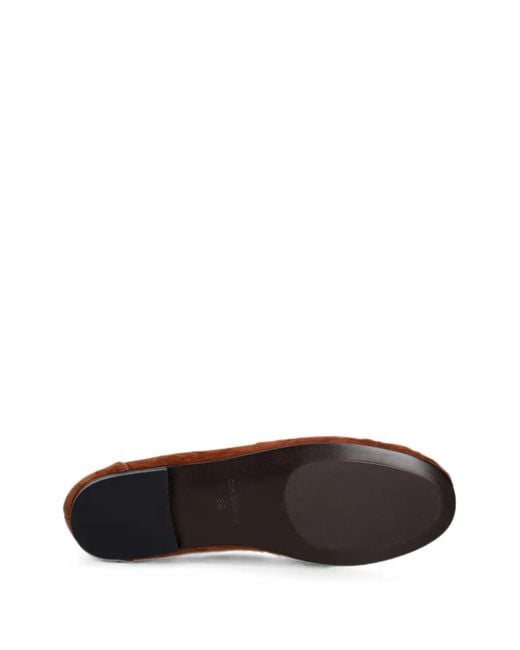 Coccinelle Brown Logo-Plaque Suede Loafers