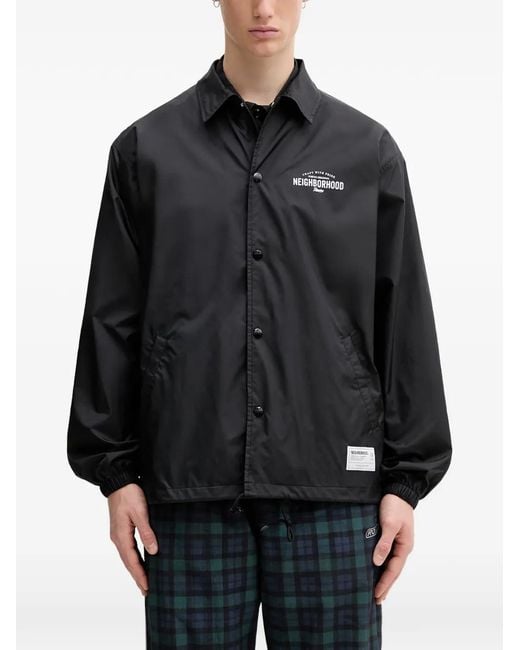 Neighborhood Black Logo-Print Drawstring Jacket for men